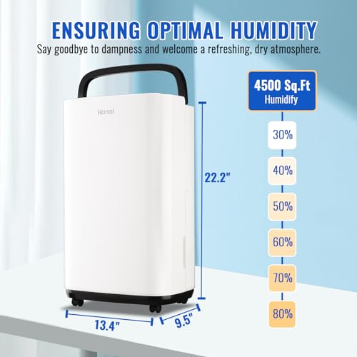 WANAI 30 Pints Dehumidifier for Basements with Drain Hose, 2500 Sq.Ft Dehumidifiers Auto Drain or Manual Drainage, Small Dehumidifier for Home Bedroom Bathroom with 2.2L Water Tank, 3 Modes, 24Timer