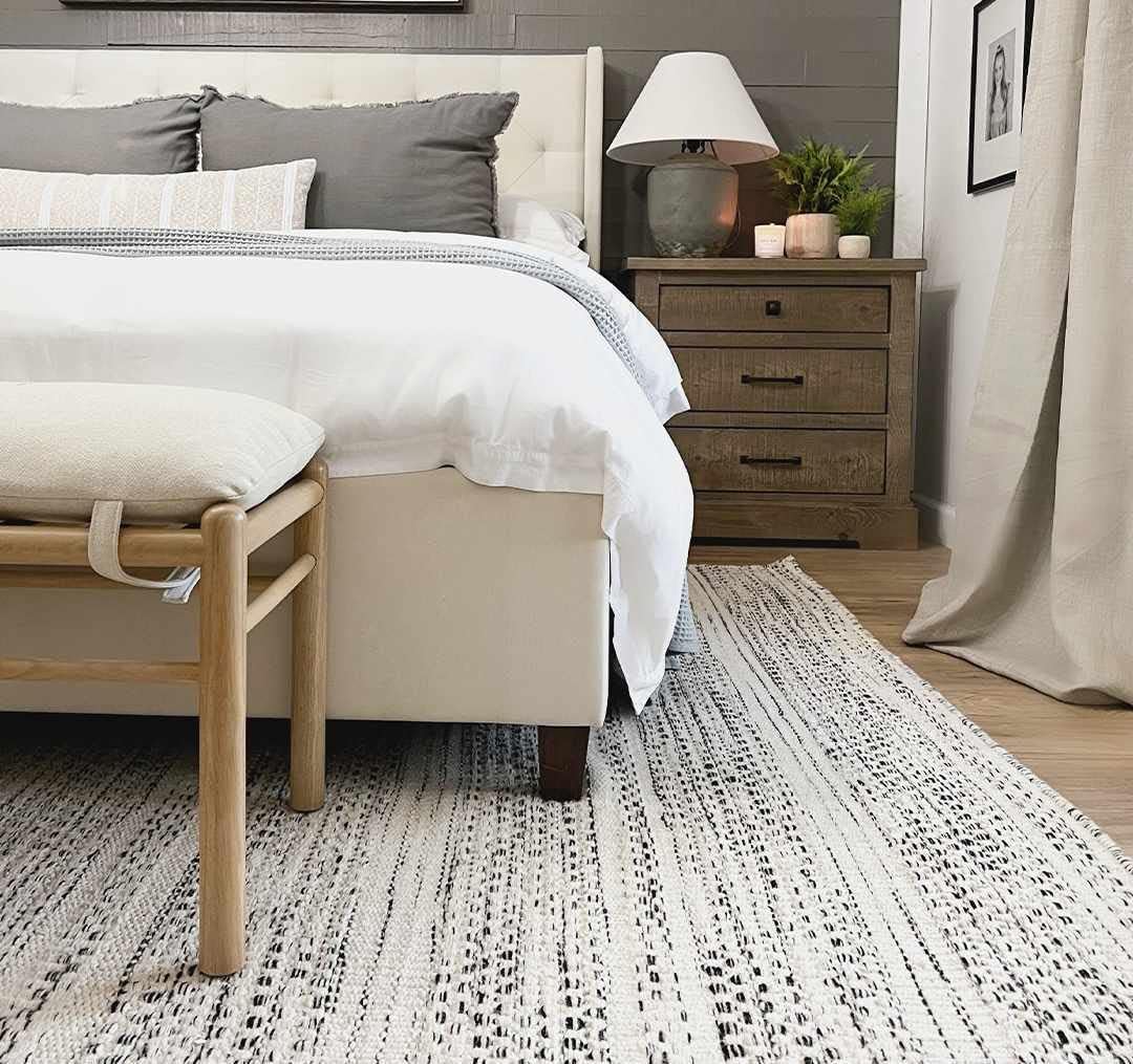 Hauteloom Williford Natural Fiber Contemporary Living Room Bedroom Large Area Rug - Moroccan Farmhouse -100% Wool - Handmade Handwoven Carpet - Bohemian No Pile - Black, Cream, Beige - 8'10" x 12'