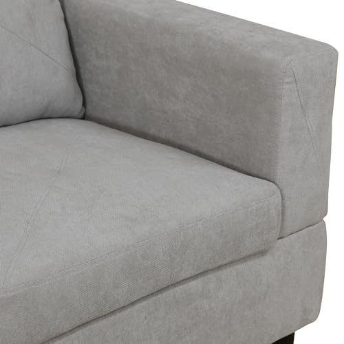 Modern L Shaped Sectional Sofa with Storage Ottoman, Chaise Lounge, Microfiber Cushions, Corner Couch for Living Room, Apartment, Beige