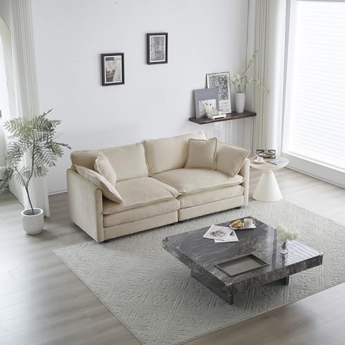 2 Piece Chenille Cloud Couches Set, Modern Loveseat and 3 Seater Sofa Set Living Room Furniture Set for Apartment Office