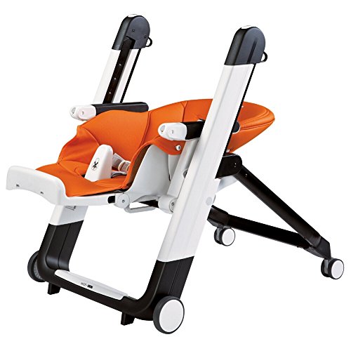 Peg Perego Siesta, Grow with Baby Folding High Chair & Recliner, Height Adjustable, Quick Clean & Easy Push Wheels for Babies & Toddlers, Made in Italy, Ambiance Brown (White)