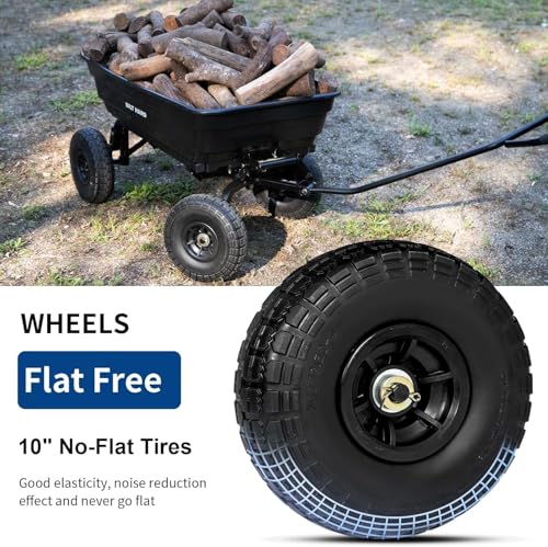 BILT HARD Poly Garden Dump Cart 1200 lbs with No Flat Tires, Quick Release, 2-in-1 Convertible Handle, 7 Cu Ft Dump Wagon Heavy Duty for Yard, Outdoor