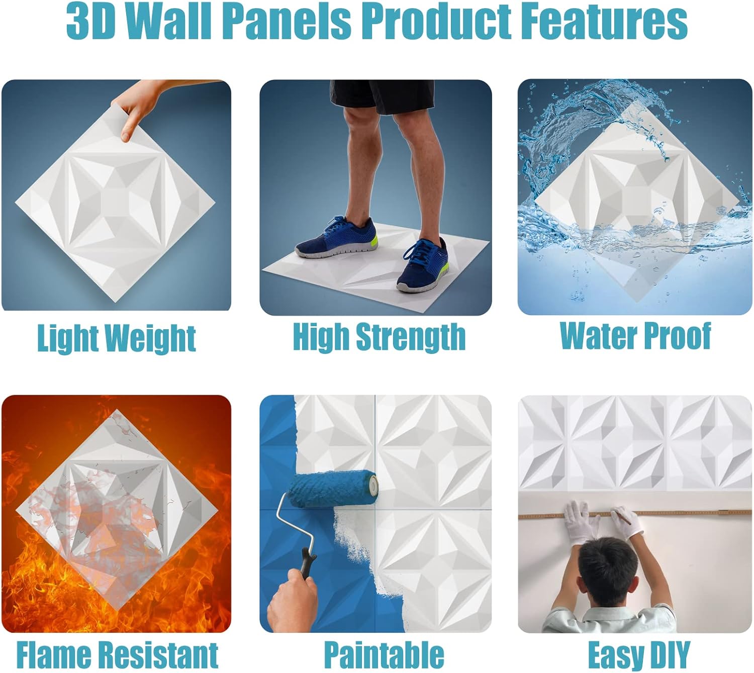 MIX3D 3D Wall Panel, Modern Geometric White PVC 3D Wall Panels for Interior Wall Decor, Pack of 12 Tiles Cover 32 Sq Ft Pack of 2