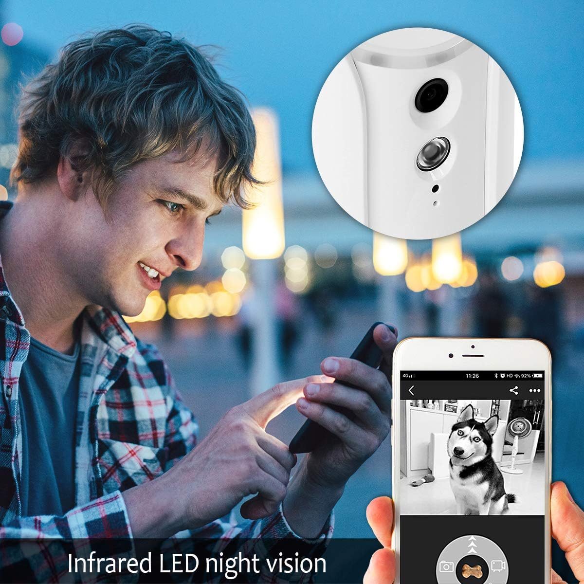 SKYMEE Petalk AI II Dog Camera Treat Dispenser, WiFi Remote Pet Camera with 180° PTZ and Night Vision, Compatible with Alexa