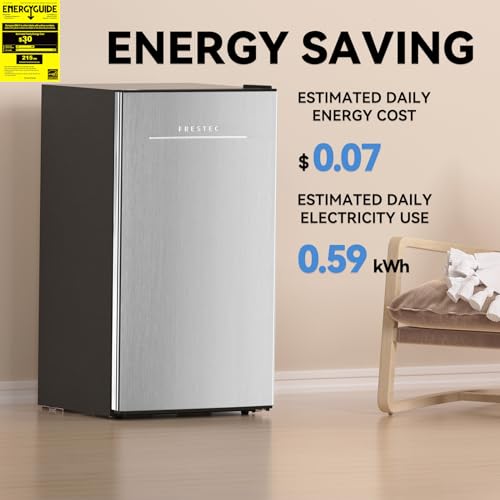 Frestec 3.1 Cu.Ft Mini Fridge for Bedroom, Retro Mini Refrigerator with freezer, Dorm Fridge with Freezer, Compact Small Fridge Perfect for Room and Office, Adjustable Temperature
