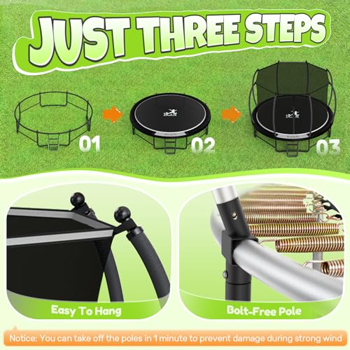 BCAN 8FT 10FT 12FT 14FT 15FT 16FT Recreational Trampoline with Enclosure for Kids Adults, ASTM Approved, Outdoor Trampolines with Ladder for Kids