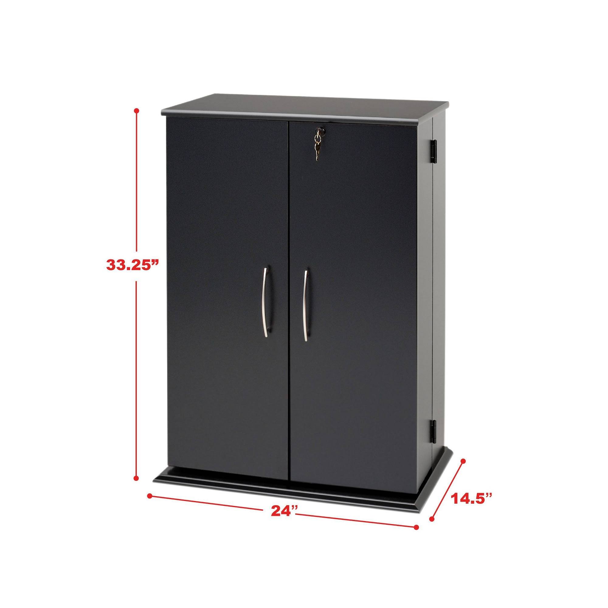 Prepac Locking Media Storage Cabinet, Black