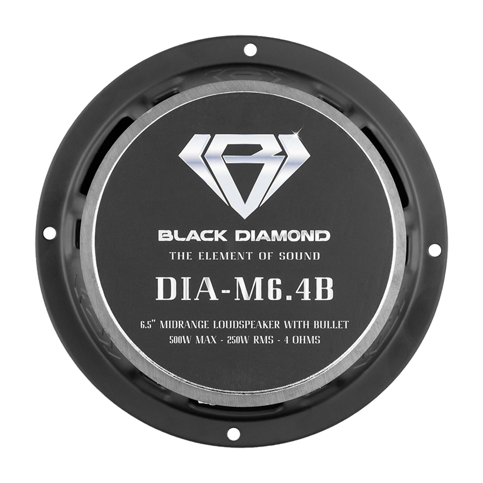 2 x Black Diamond Car Audio 6.5" 1000 W 4-Ohm Mid-Range Bullet Speaker DIA-M6.4B