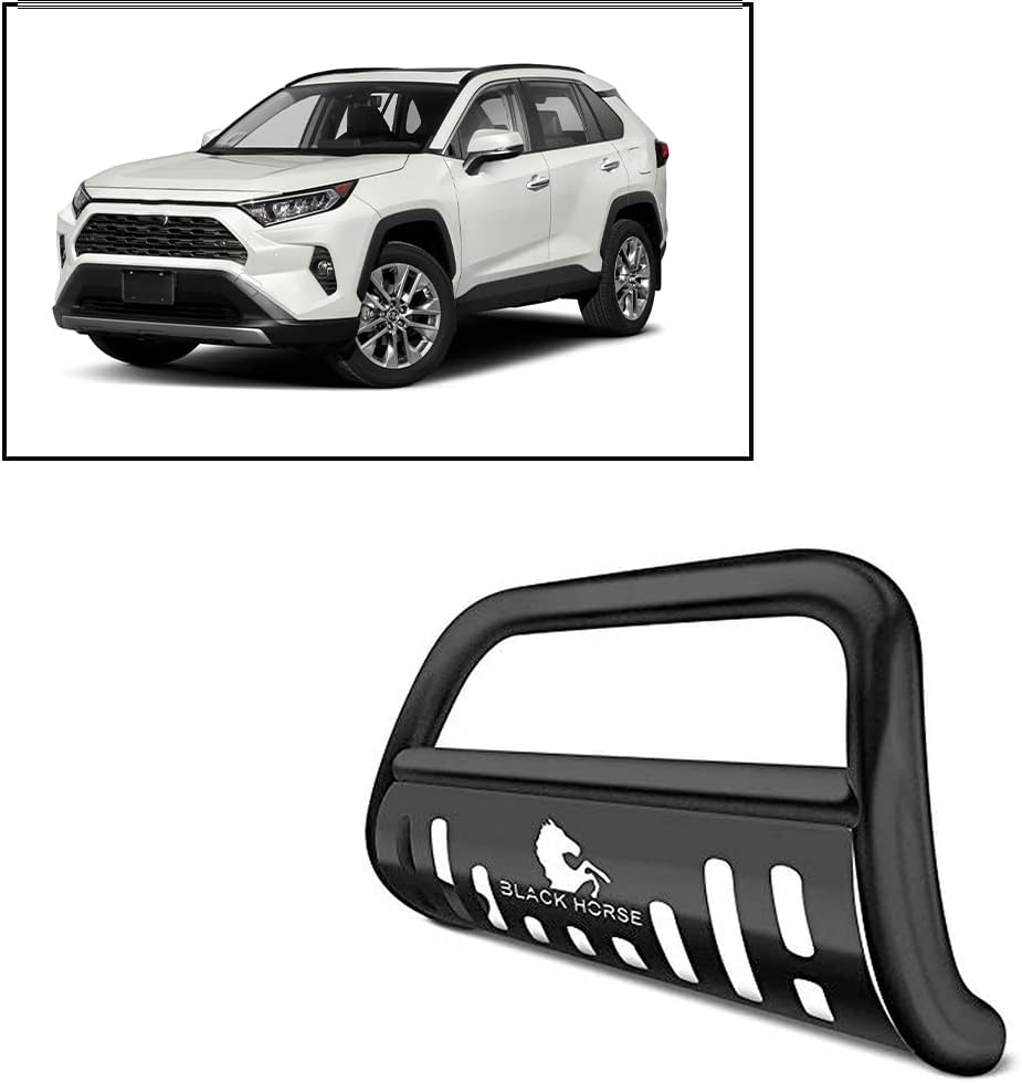Black Horse Stainless Steel Bull Bar Skid Plate CBB-TOB4802SP Compatible with 2019-2022 Toyota RAV4 Grille Guard Bumper Protector Push Protect Front Bumper