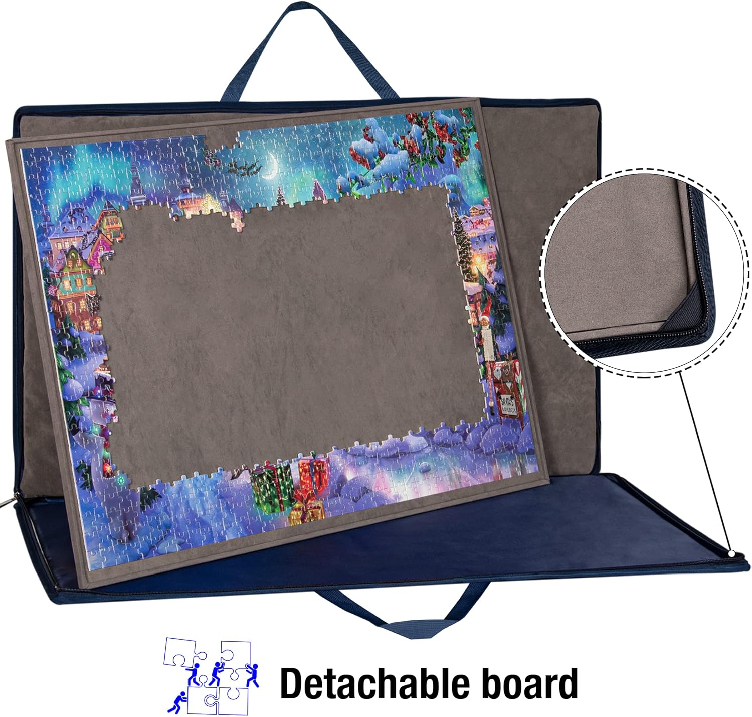 Lavievert Jigsaw Puzzle Case Portable Puzzle Storage Puzzle Board with Six Sorting Trays for Up to 1,500 Pieces - Blue