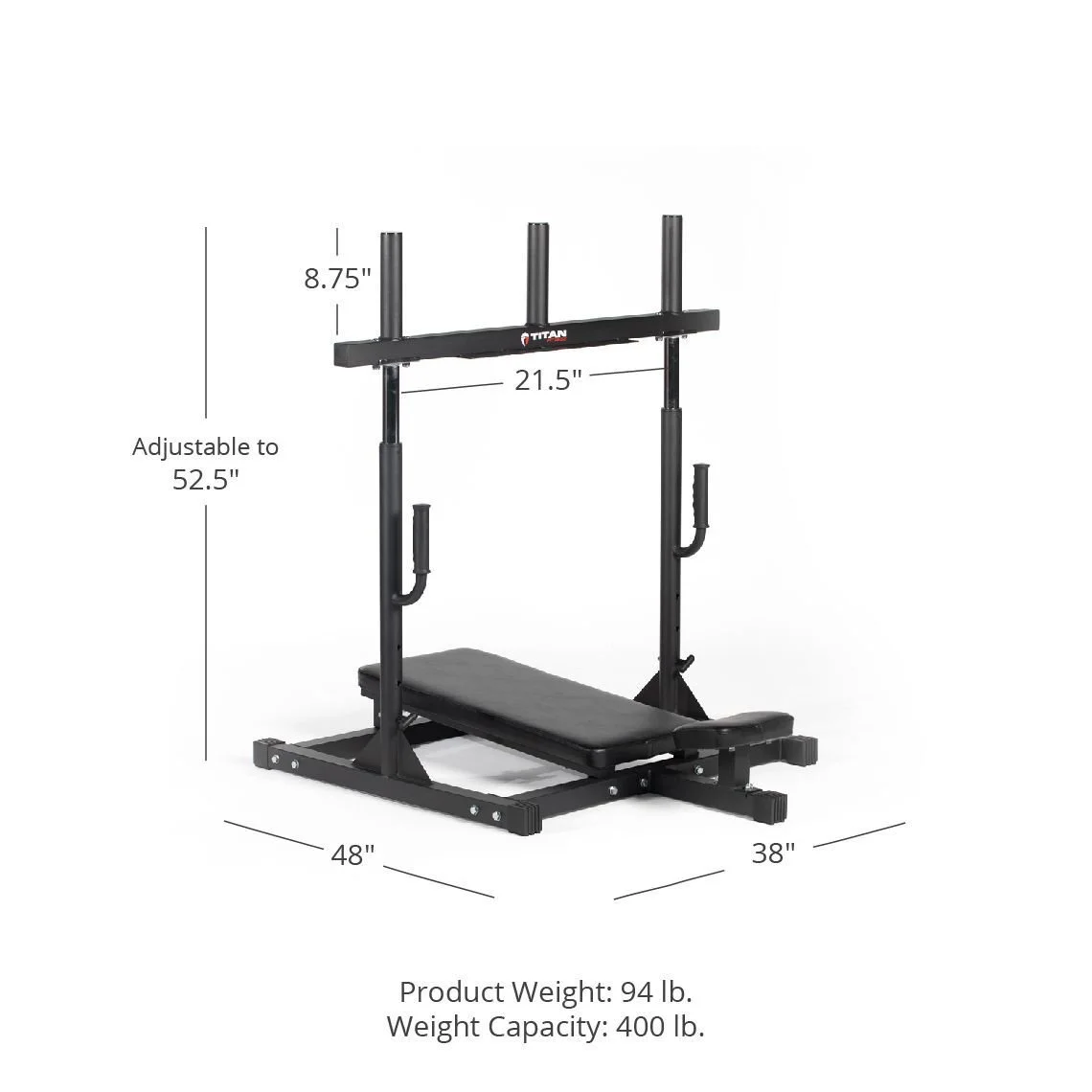 Titan Fitness Vertical Leg Press Machine, 400 LB Capacity, Diamond Footplate Olympic Plate Compatible, Leg Strengthening Workout, High-Intensity Presses, Lower Body