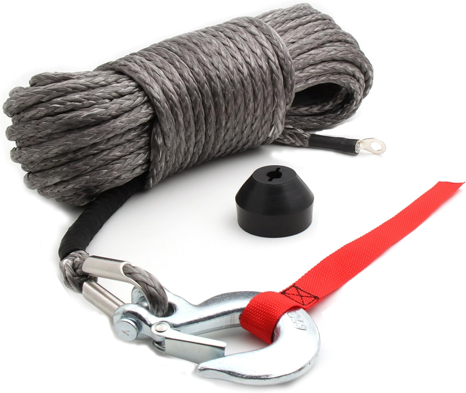 50'x3/16” Synthetic Winch Rope Kit | Replacement for Wire Cable | Jeep/ATV/Quad | Free Snap Hook & Stopper