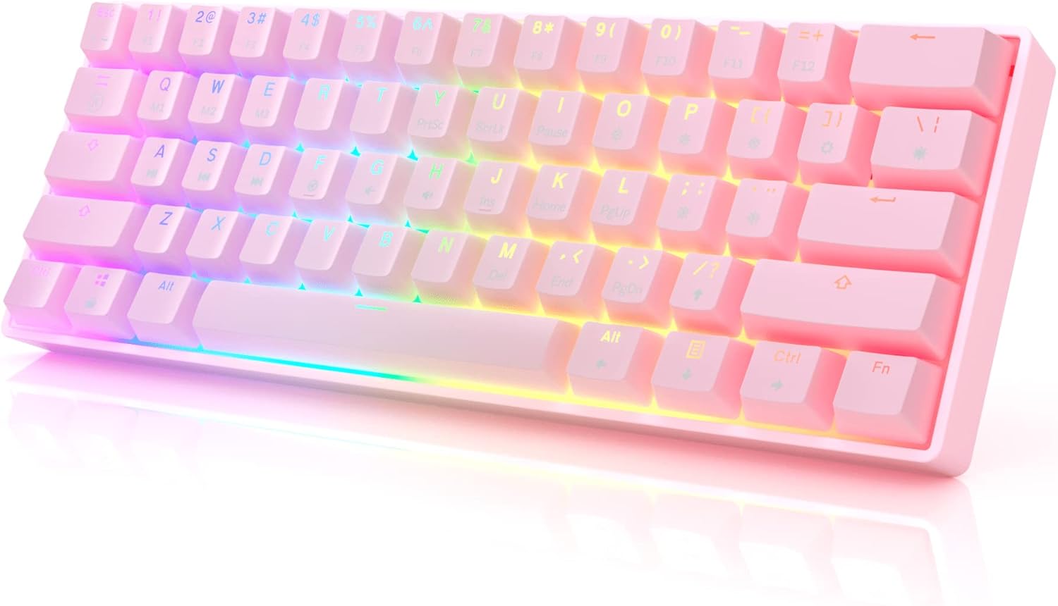 HK GAMING GK61 Mechanical Gaming Keyboard 60 Percent | 61 RGB Rainbow LED Backlit Programmable Keys | USB Wired | for Mac and Windows PC | Hotswap Gateron Optical Brown Switches | Blue