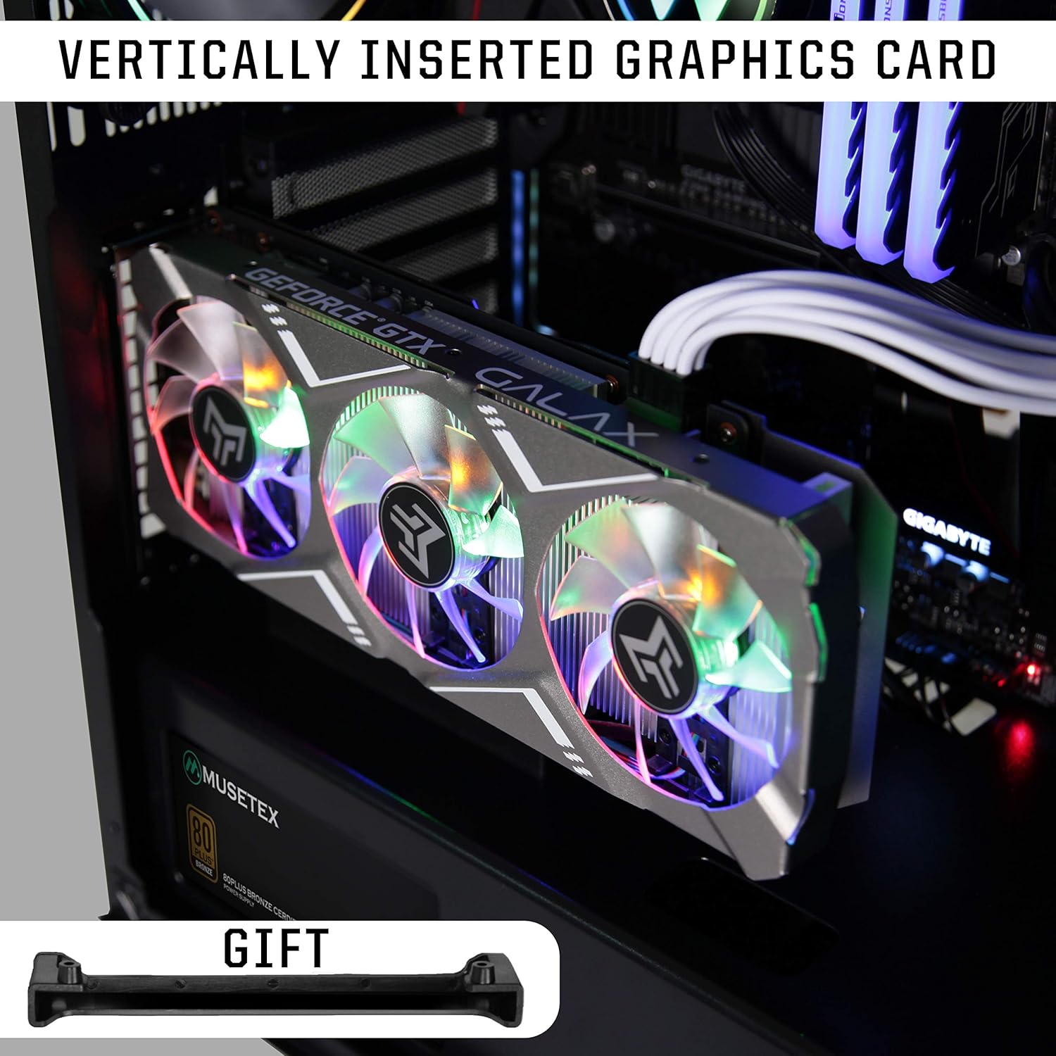 MUSETEX USB 3.0 Ports & 6 PCS 120mm LED ARGB Fans Pre-Installed ATX Mid Tower Computer Gaming Case with Remote Control Tempered Glass (BX6-MN6)