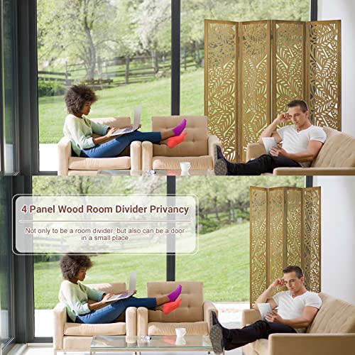 ECOMEX 6 Panel Room Divider, Cutout Room Divider Wall, Freestanding Folding Room Divider Screen, Room Dividers and Folding Privacy Screens Room Partition for Office (Brown)