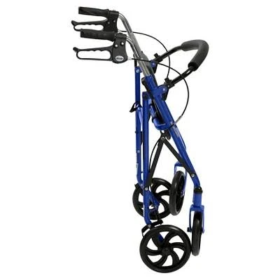 Drive Medical Four Wheel Walker Rollator with Fold Up Removable Back Support - BLUE.