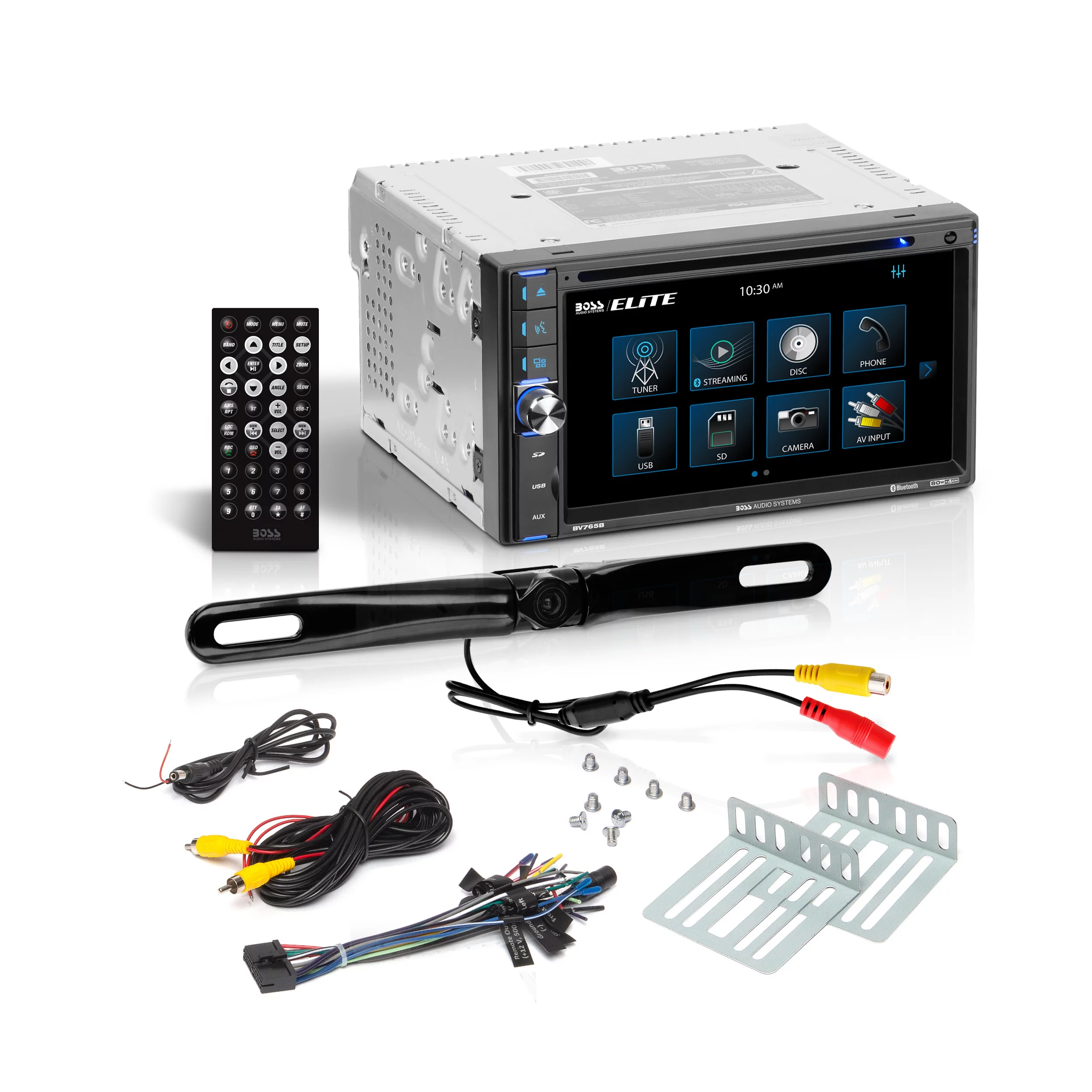 Restored Premium BOSS Audio Systems Elite BV765BLC Car Audio Stereo System 6.5 Inch Double Din, Touchscreen, Bluetooth Audio Calling Head Unit, Radio Receiver, CD Player, Backup Camera, USB (Refurbished)