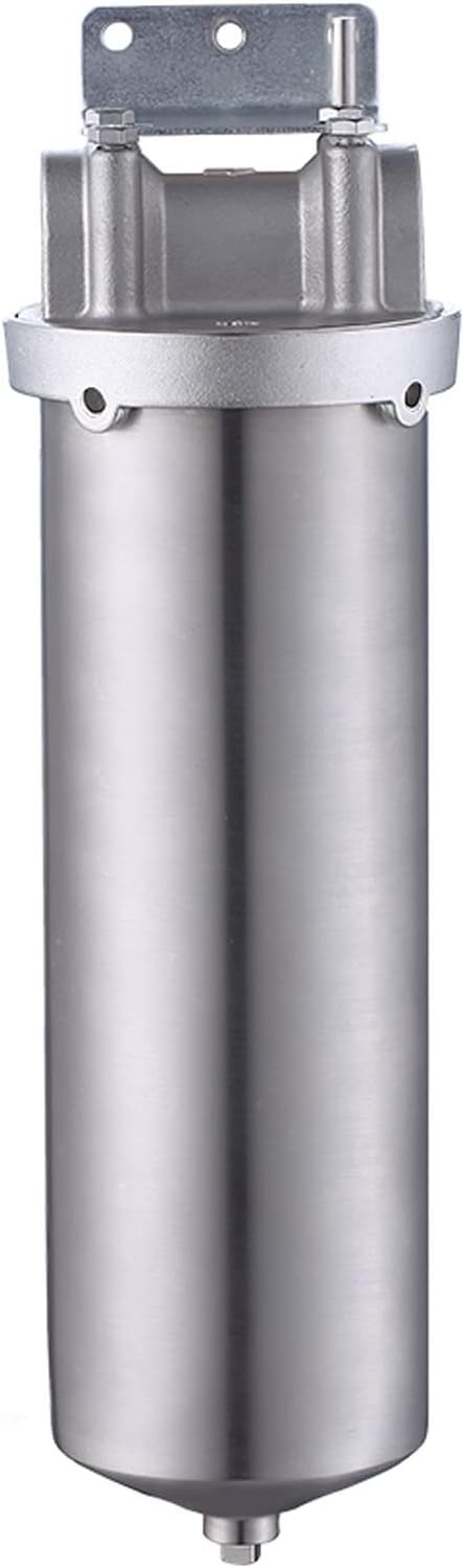 Amwater NSF/ANSI 42 Certification Stainless Steel 10"Filter Housing,1/2NPT Water Filter Housing/Filter Cartridge10”Length,2.5"OD(25 Micron)