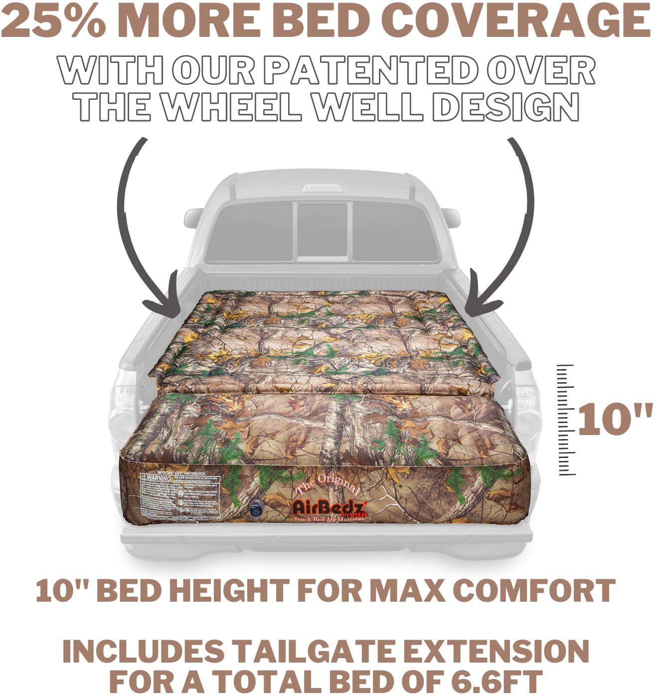 Pittman - Tacoma Truck Bed Mattress 5.5 ft > 5ft - The Original Airbedz Truck Bed Air Mattress 5.5 ft > 5 ft - Mid Size Short Bed - Truck Mattress with 25% More Coverage for Pickup Truck Bed Camping