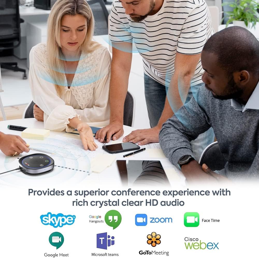 USB Speakerphone， Omnidirectional Computer Speaker with Microphone,Plug and Plays Portable Speaker with for Holding Meetings Anywhere with Immersive Sound Pack of 2