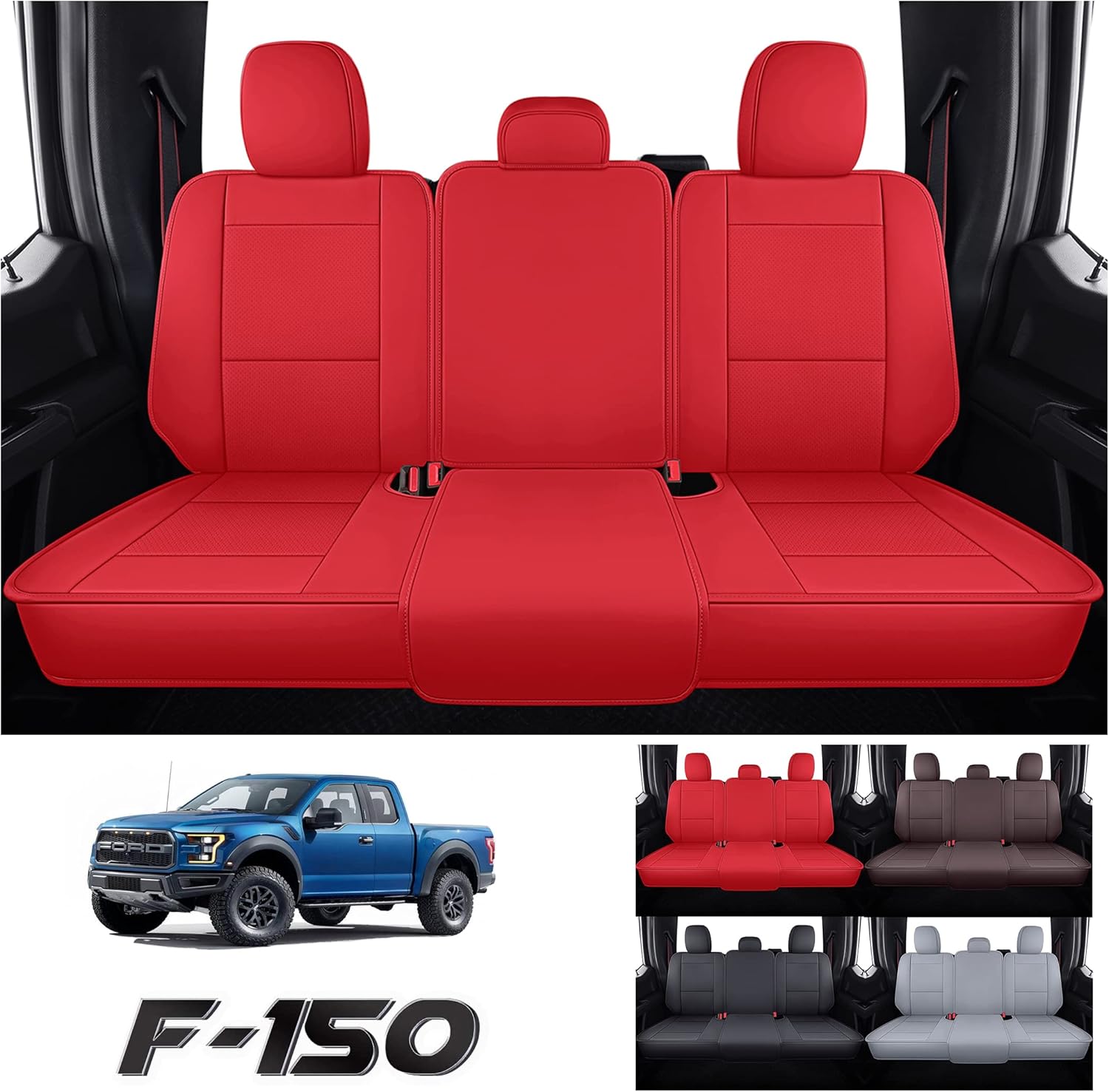 Car Seat Cover Fit for Ford F150 Truck, Leather Automotive Vehicle Cushion Protectors Customized Compatible with Ford F150 2009-2022，2017-2022 F250/F350…