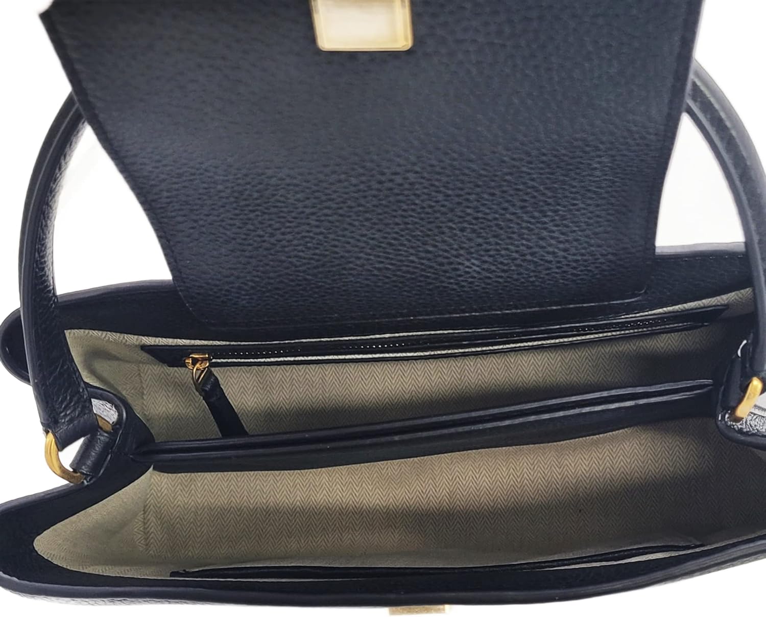 Tory Burch 140972 Britten Black With Gold Hardware Pebbled Leather Women's Satchel Bag