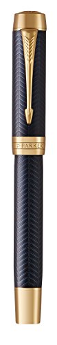 Parker Duofold Centennial Fountain Pen, Prestige Blue Chevron, Medium Solid Gold Nib, Black Ink and Convertor (1931370)