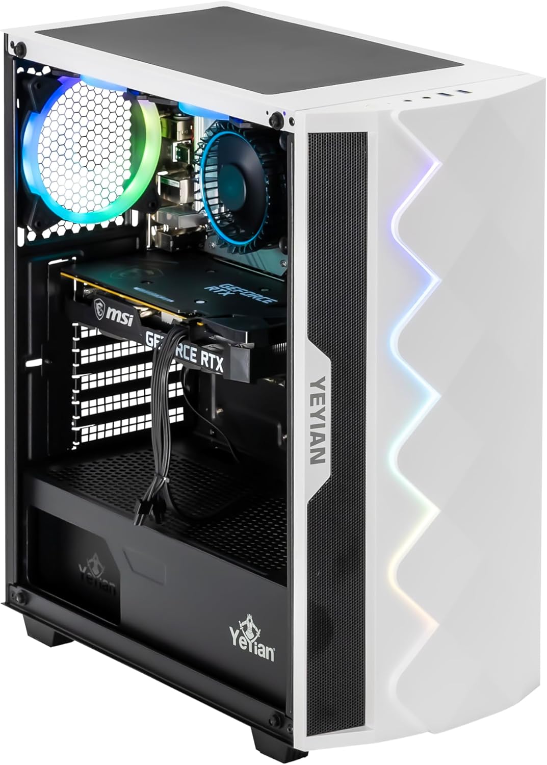 YEYIAN GeForce RTX 4060 Gaming PC, AMD Ryzen 5 7500F (> 5600X), 16GB DDR5 5600, 1TB NVMe SSD, WiFi & VR Ready, Win 11 Home Prebuilt PC for Gamer, 2 Years Warranty Tower Computer with Keyboard & Mouse
