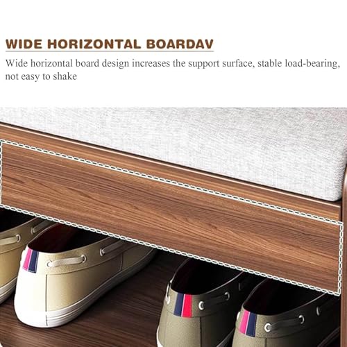 Shoe Bench with Storage Shelf - 2-Tier Footwear Rack Shoe Cabinet with Cushion Padded Seat - Shoe Storage Organizer for Entryway, Hallway,Bedroom,White-31.5" Lx9.5 Wx16.9 H