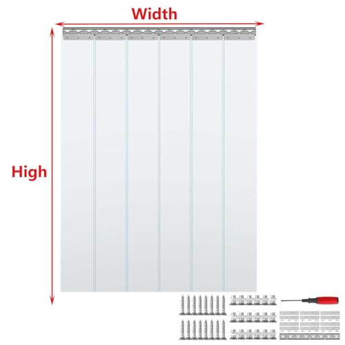 HSOQN Clear Door Strips Curtain, PVC Strip Door Curtain Windproof Plastic Curtain Insulation Curtain for Freezers Warehouse Shops Doorway