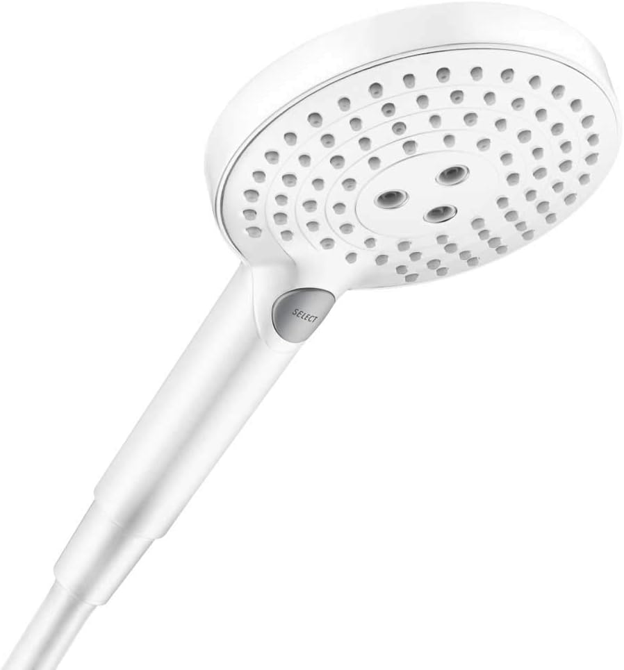 hansgrohe Raindance Select S Easy Install 5-inch Handheld Shower Head Modern 3-Spray PowderRain, Rain, Whirl 26037341 Handshower, 2.5 GPM, Brushed Black Chrome