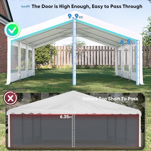 Quictent 20x20 Party Tent Heavy Duty Outdoor Canopy Tent Carport Wedding Event Shelter BBQ Wedding Tents for Parties with Storage Bags(Mesh)