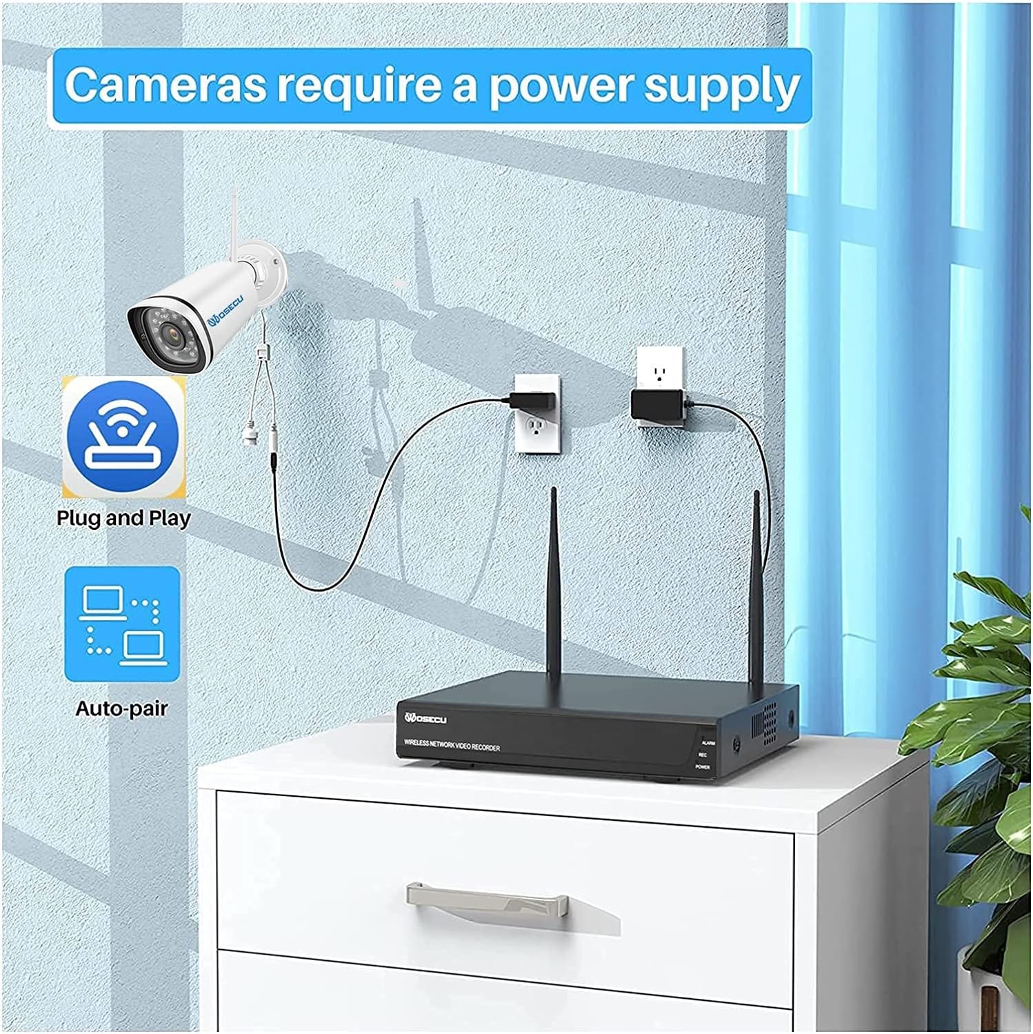 WOSECU 8CH Wireless Security Camera System, Home Security Outdoor 1TB Hard Drive Pre-Installed 4PCS 1080p Outdoor WiFi Surveillance Camera with Night Vision, Waterproof, Motion Alert, Remote Access
