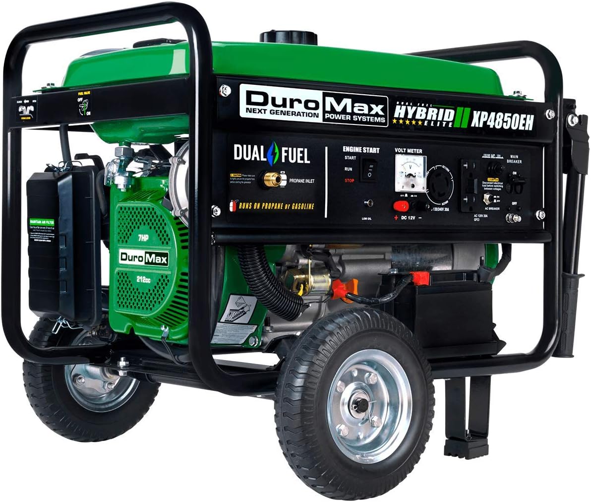 DuroMax XP5500EH Electric Start-Camping & RV Ready, 50 State Approved Dual Fuel Portable Generator-5500 Watt Gas or Propane Powered, Blue/Black