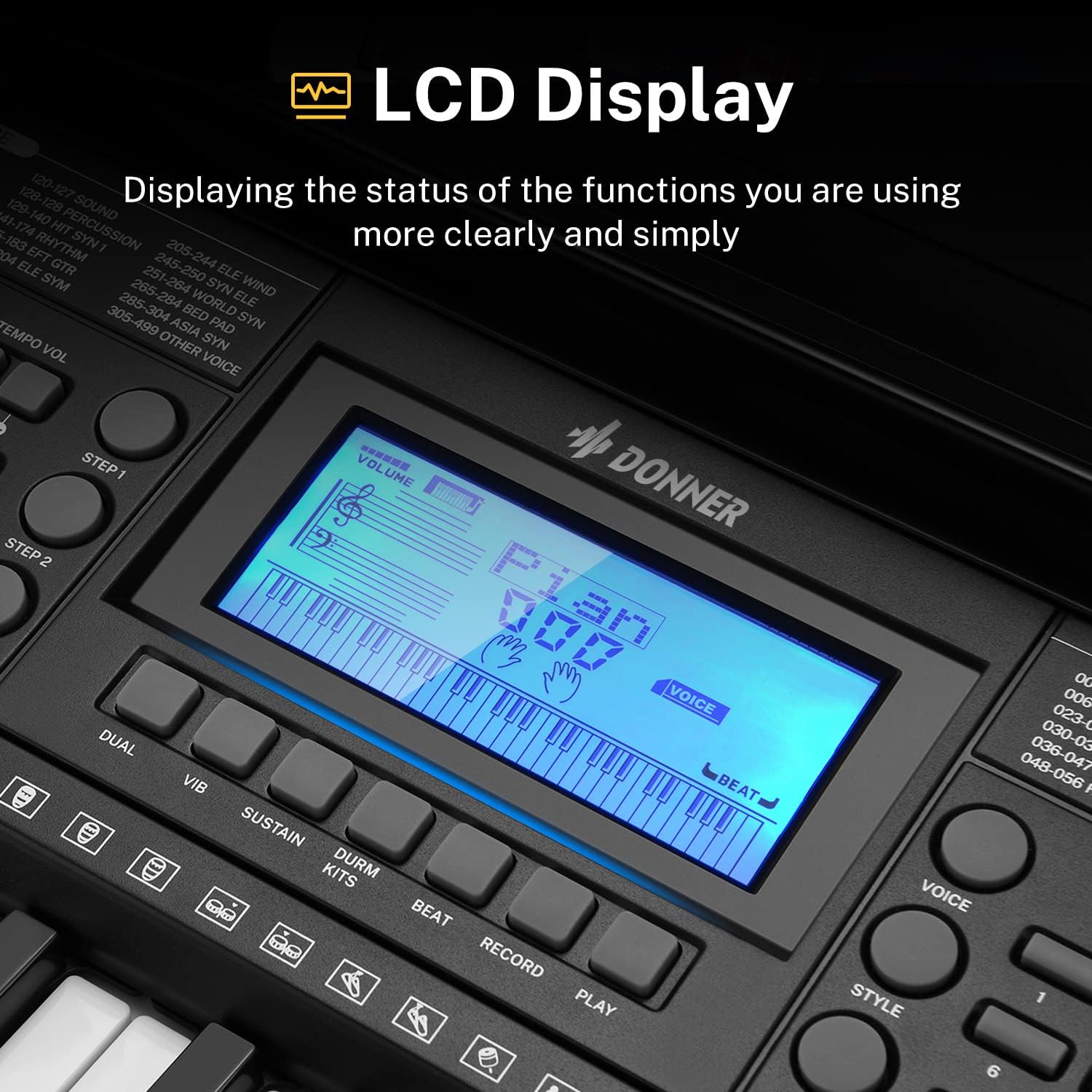 Donner Keyboard Piano, 61 Key Piano Keyboard, Full Size Electric Piano with Piano Stand, Stool, Microphone and Piano Course App, Supports MP3/USB MIDI/Audio/Microphone/Headphones/Sustain Pedal