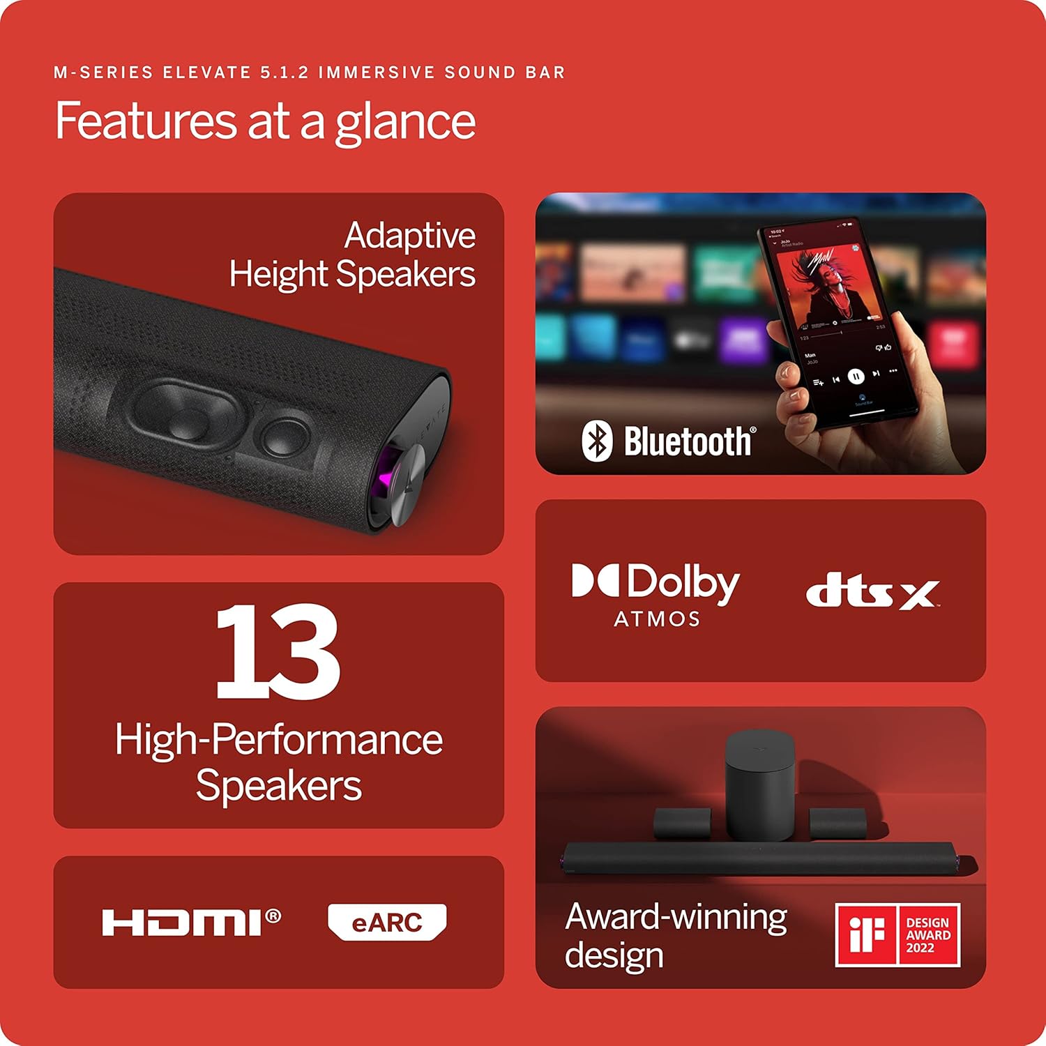 Vizio M512E-K6B-RB 42" 5.1.2 Elevate Soundbar System - Certified Refurbished