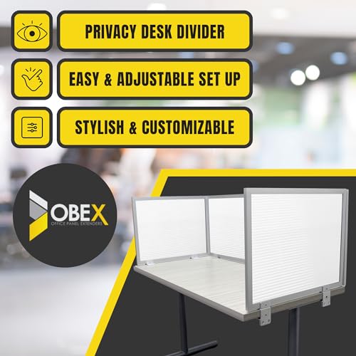 Polycarbonate Office Desk Mounted Privacy Screen Adjustable Table Top Panel Divider, Universal Aluminum Bracket-USA Made, 24" X 24", White