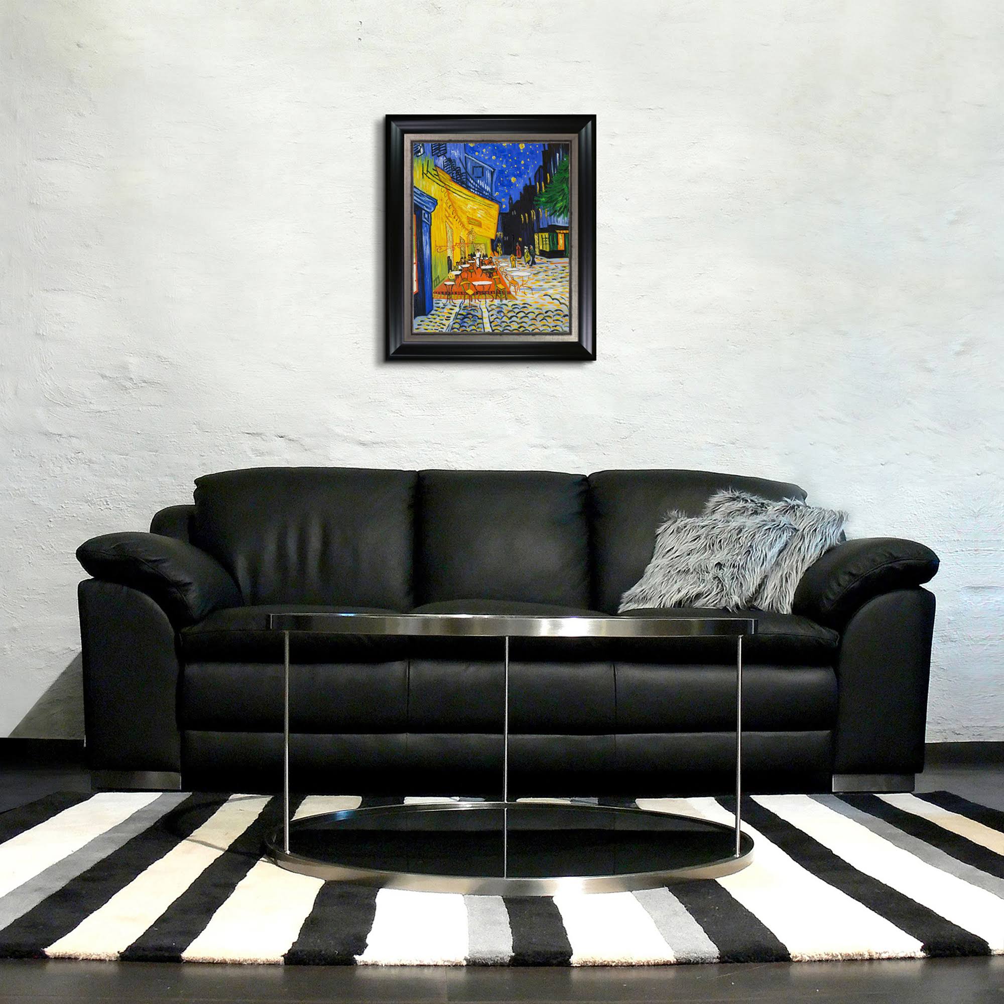La Pastiche Vincent Van Gogh &Cafe Terrace at Night& (Luxury Line) Hand Painted Framed Oil Reproduction on Canvas