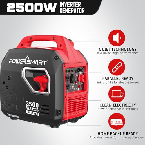 PowerSmart 2500-Watt Portable Inverter Generator with Super Quiet for Camping