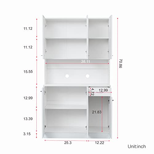 SHMAO 39" W Wardrobe Armoire Closet, Tall Freestanding Armoire Wardrobe Cabinet with Doors and Storage Shelves, Wood Closet Bedroom Clothes Organizer, Large Closet Storage Cabinet for Bedroom - White