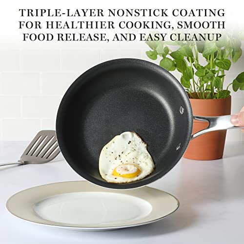 Martha Stewart Lockton 14 Piece Premium Non-Stick Heavy-Gauge Aluminum Cookware Combo Set (Pots, Pans, and Tools) - Black w/Gold Handles