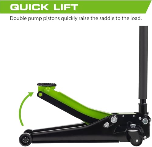ARCAN Tools 3-Ton Quick Rise Aluminum Floor Jack with Dual Pump Pistons & Reinforced Lifting Arm (A20018_A20019)