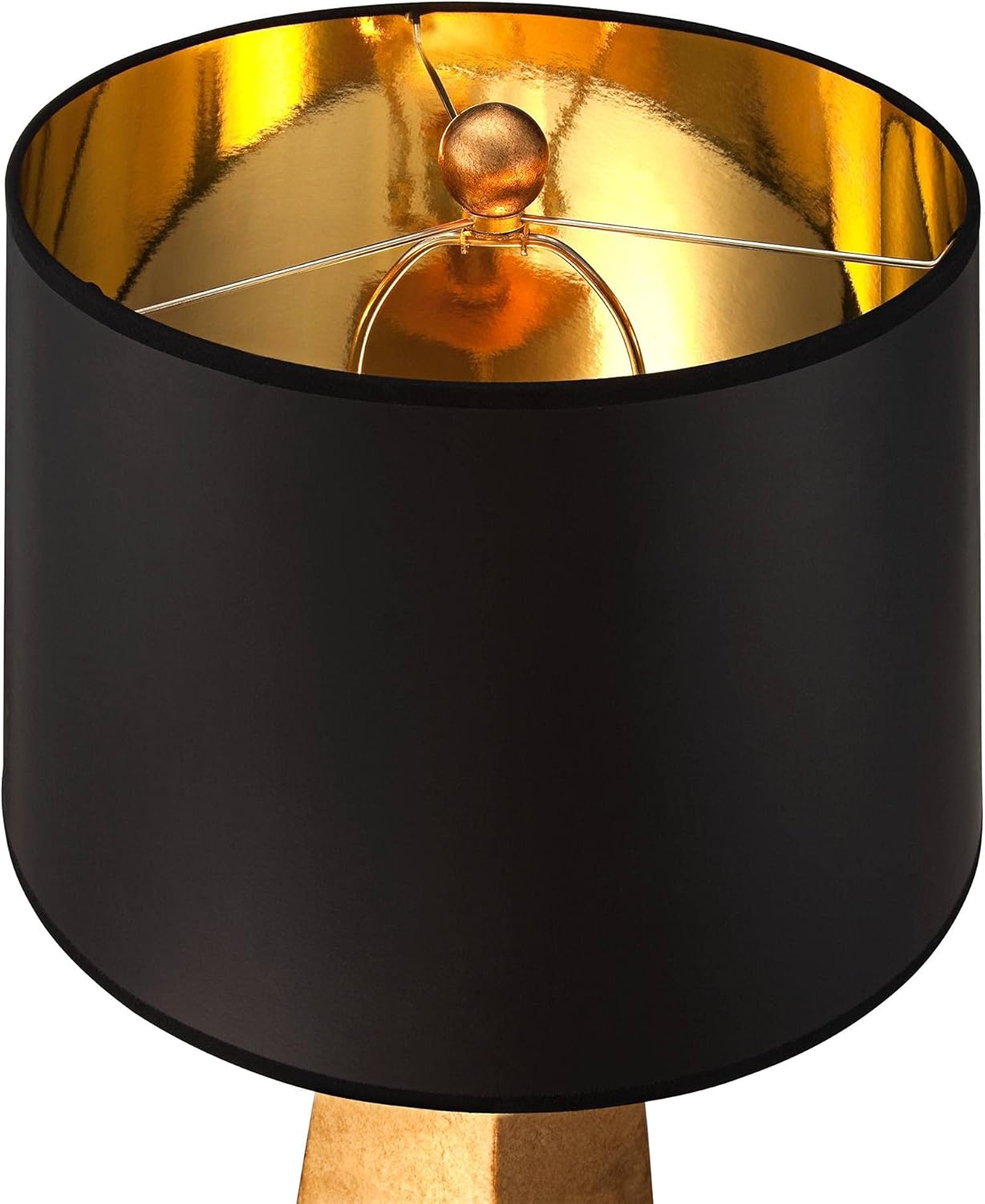 Possini Euro Design Obelisk Modern Table Lamp 26" High with Square Black Marble Riser Gold Leaf Tapered Paper Drum Shade for Bedroom Living Room Nightstand Bedside Night Stand Office Kids Room