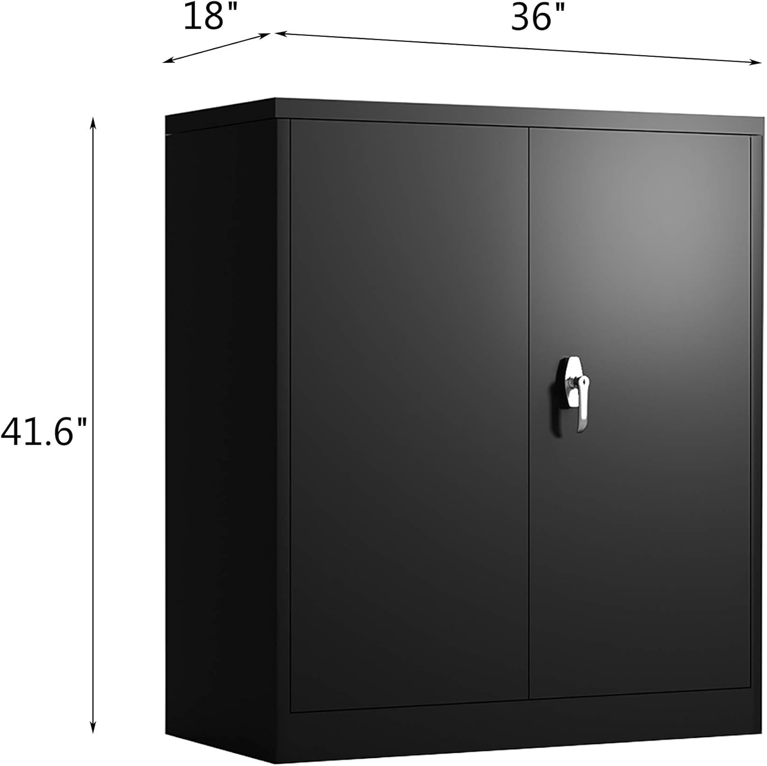 Tool Cabinet, Locking Metal Storage Cabinet with Adjustable Shelves, Small Garage Storage Cabinet for Home Office, Black, W36'' x D18'' x H41.6'', Assembly Required