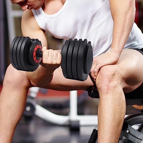 Adjustable Dumbbell Set 25/55LB Dumbbell Weights, 5 in 1 Free Weights Dumbbell with Anti-Slip Handle, Suitable for Home Gym Full Body Workout Fitness （Single）