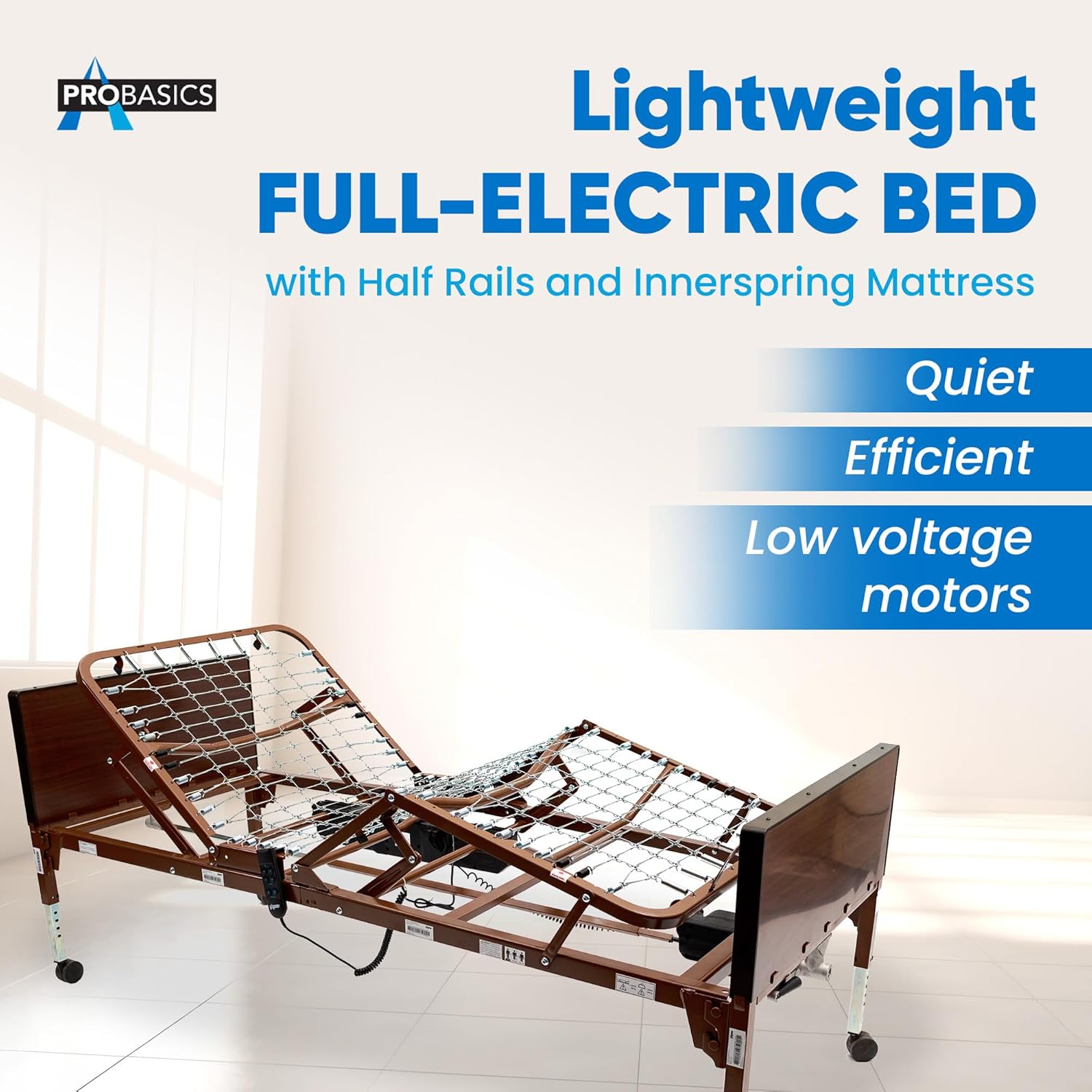 ProBasics Full Electric Hospital Bed and Medical Bed, Includes Springs, Motor, Bed Ends, Electric Adjustable Hospital Bed, Easy Installation, Home Use