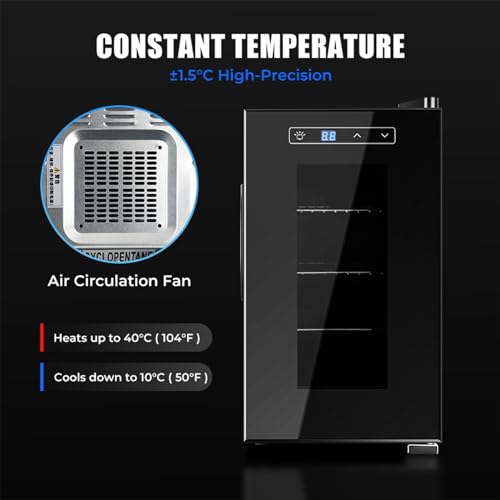 Reptile Egg Incubator 23L Small Digital Lab Incubator Cooling and Heating 10−40°C Precise Temperature Control for Turtle Lizard Gecko Snake Reptiles Hatching with UV-Resistant Glass Door