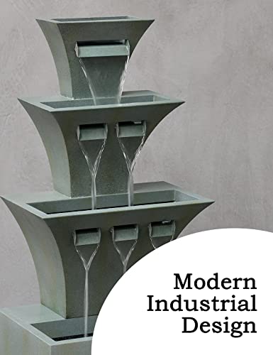 48" H Fountains Outdoor Indoor Tall Waterfall Fountain with LED Lights Large Modern Fountain for Garden,Patio,Backyard