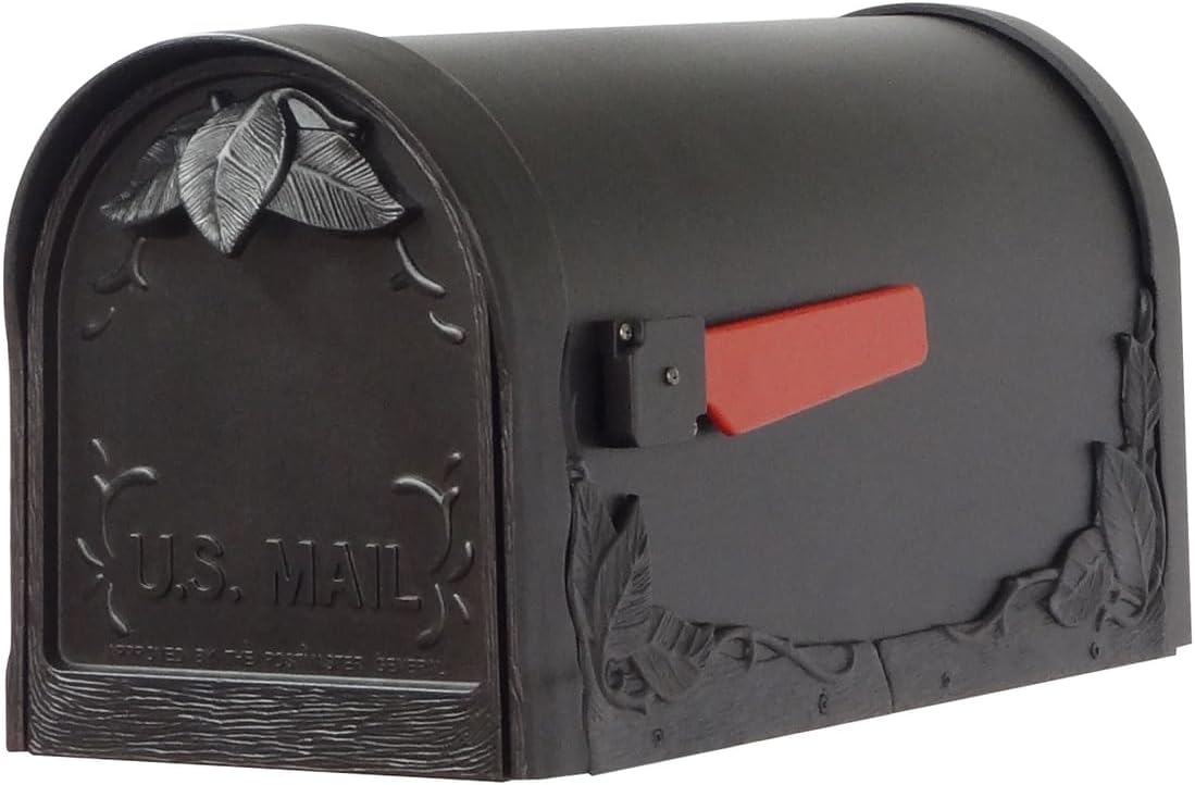 Special Lite Products Floral Curbside Mailbox with Locking Insert and Richland Mailbox Post