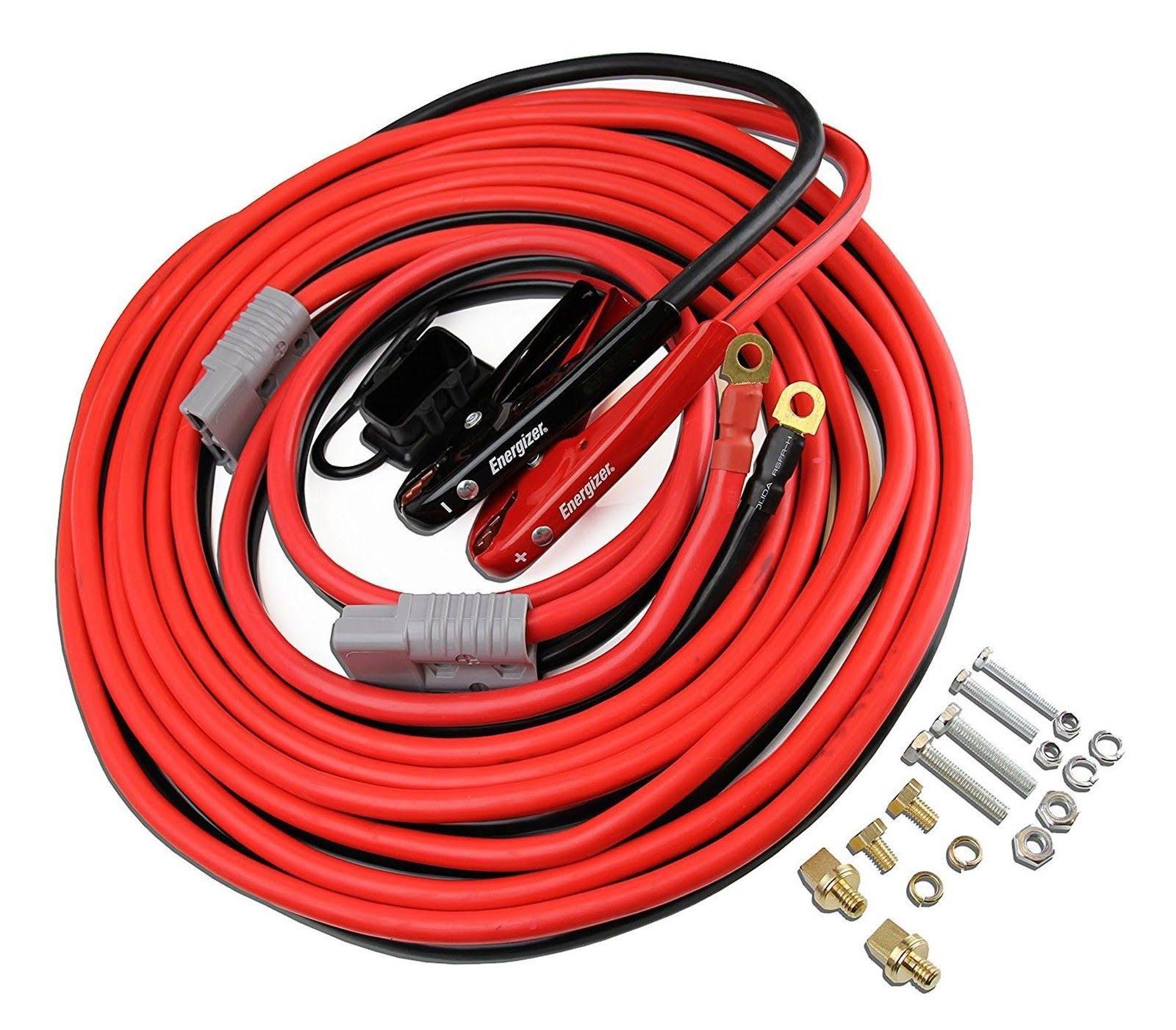 Energizer 1-Gauge 800A Permanent Installation Kit Jumper Battery Cables with Quick Connect